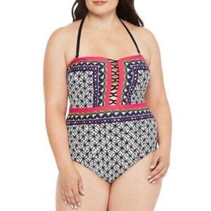 Trina Turk Plus Tanzania Scarf Bandeau One-piece Swimsuit